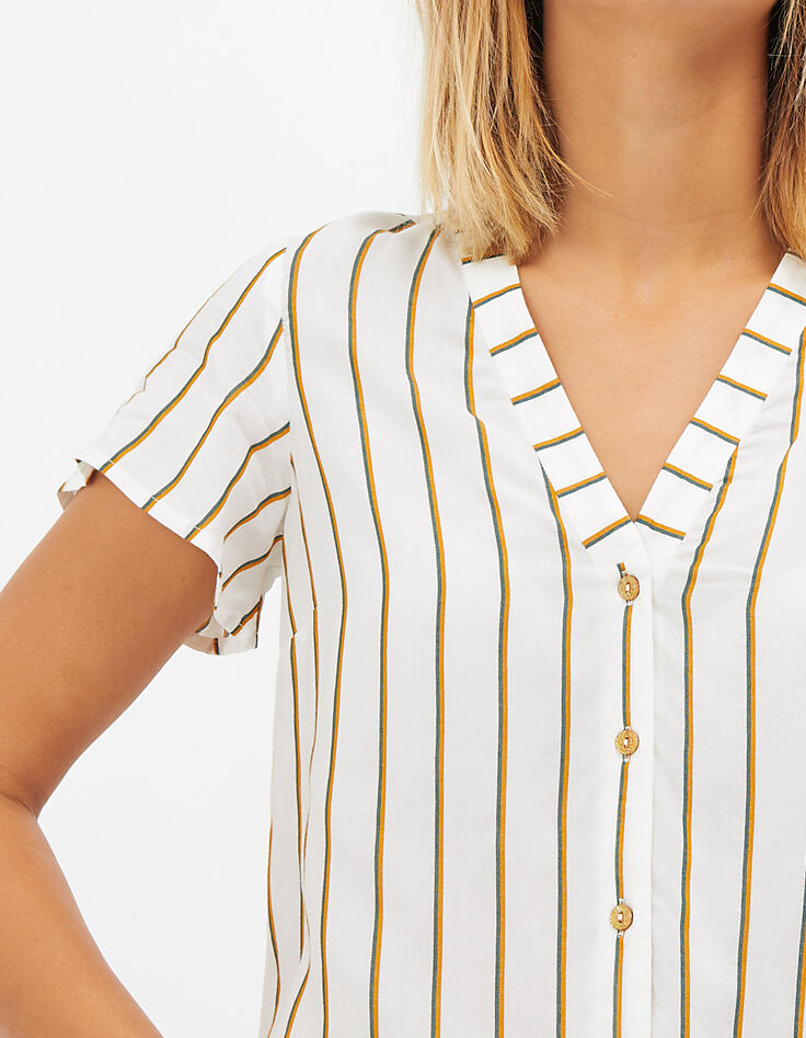 I.Code off-white vertical striped top-5