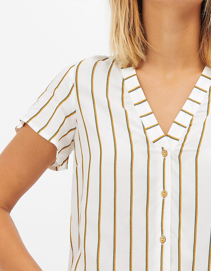 I.Code off-white vertical striped top-5 I.Code off-white vertical striped top-5