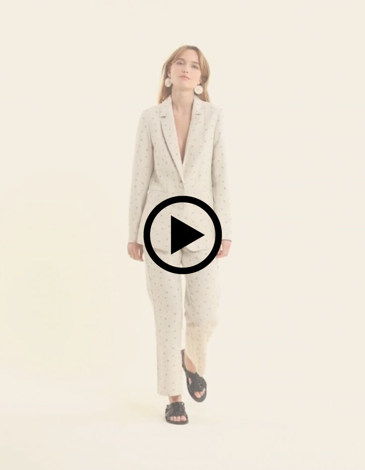 Veste de costume &eacute;crue imprim&eacute; micro fleurs I.Code-9