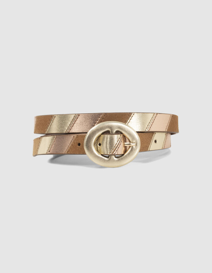Leren riem koper, goud en geelbruin I.Code-1 Leren riem koper, goud en geelbruin I.Code-1