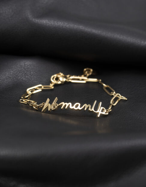 I.Code gold-tone slogan bracelet