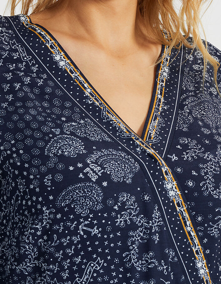 Marineblauwe jurk met foulardprint I.Code - I.CODE
