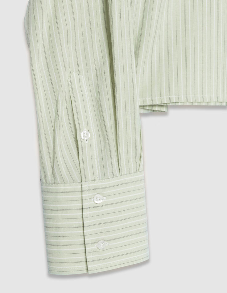 Camisa de rayas verdes para Mujer con corbata-8