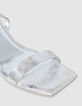 Goldfarbene Damen Ledersandalen mit Absatz-6