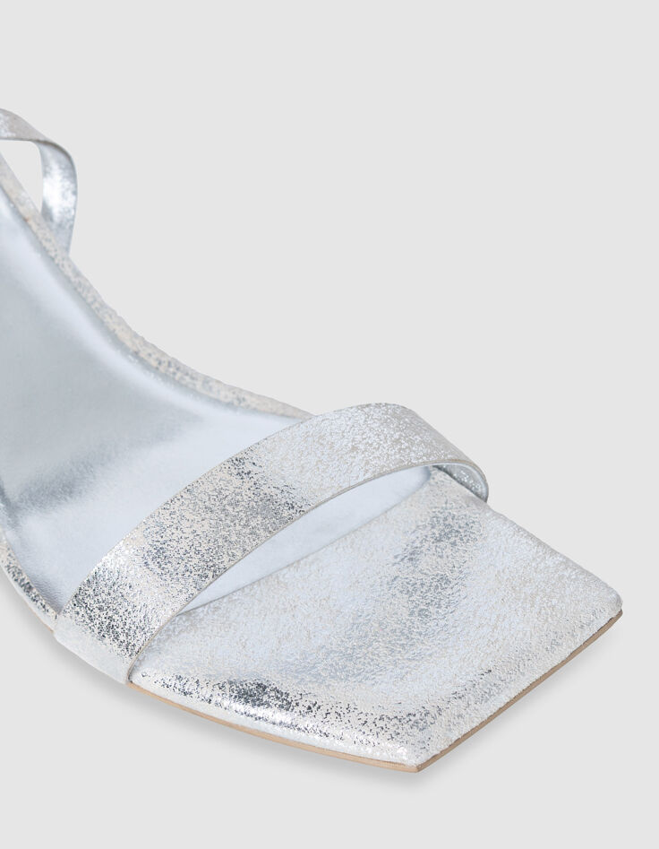 Goldfarbene Damen Ledersandalen mit Absatz-6