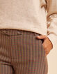 Pantalon de tailleur beige motif pied-de-puce I.Code-5