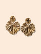 I.Code gold-tone metal pleated leaf earrings-2