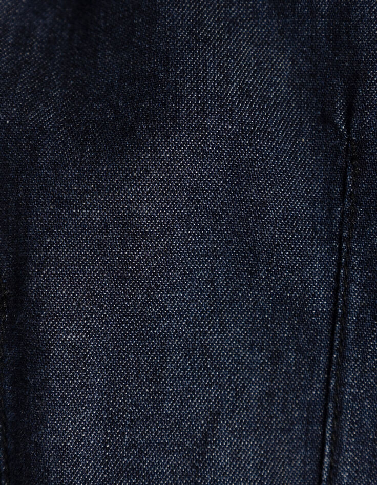 Mujer mono ancho de denim crudo sin mangas-10