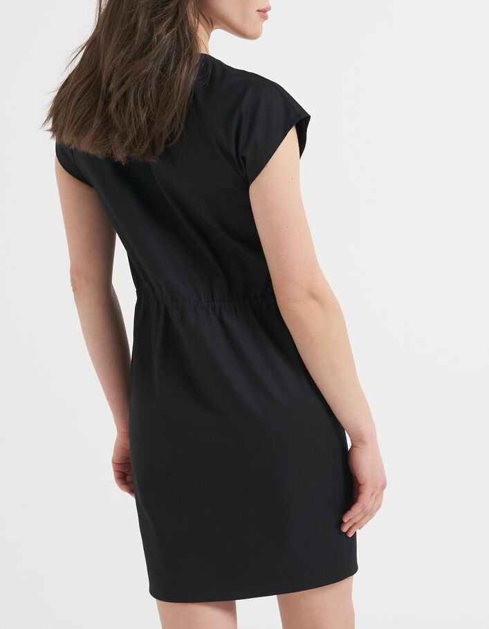 I.Code black zipped dress with square collar - I.CODE