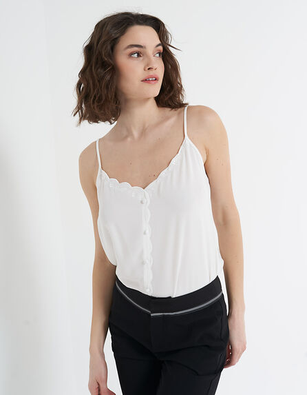 I.Code white lingerie-look top with embroidery