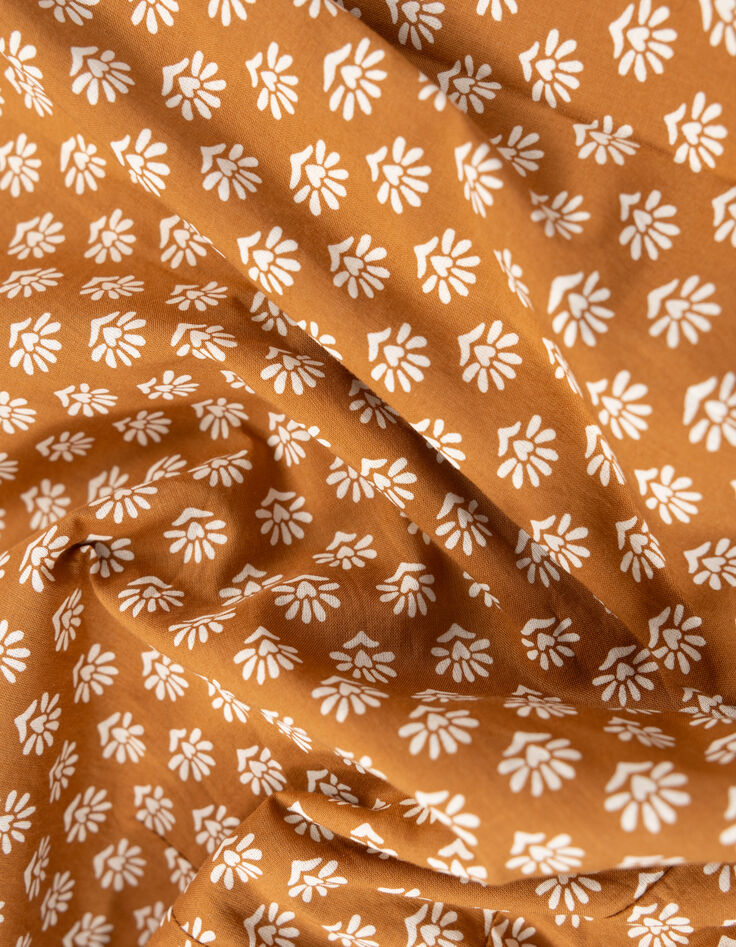 Camelbraunes Kleid mit Blumenprint, Herz I.Code-7