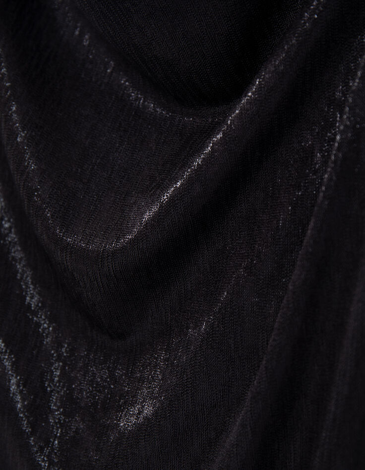 Schwarzes Midi-Damenkleid mit schmalen Tr&auml;gern-7