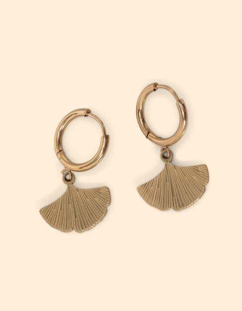 Boucles d'oreilles anneaux et feuilles ginko I.Code