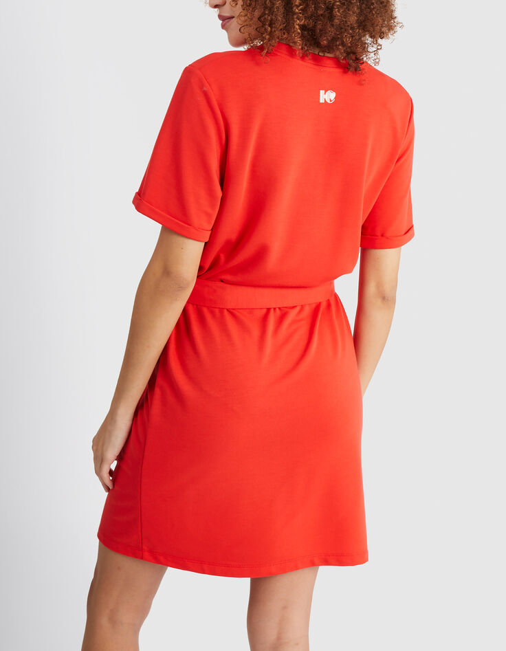 Robe rouge carmin maille ceinturée I.Code-3