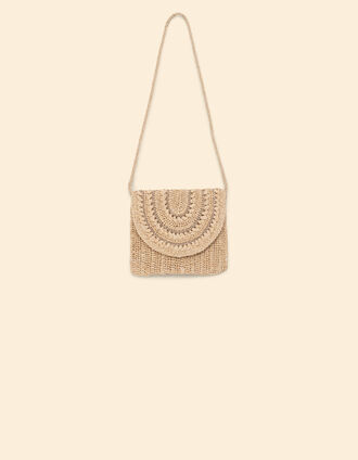 Beige handtas gevlochten stro I.Code