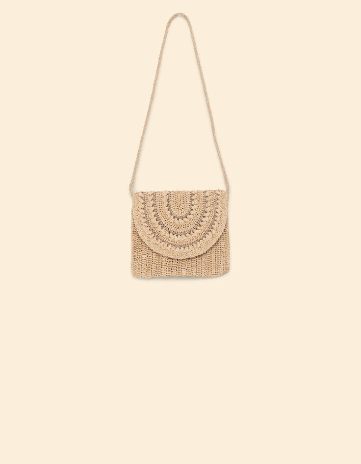 Beige Handtasche aus geflochtenem Papierstroh I.Code-3