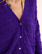 Cárdigan morado de punto calado de fantasía I.Code-7