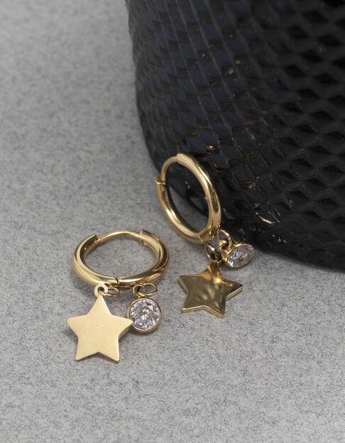 I.Code gold-tone star and diamanté hoop earrings