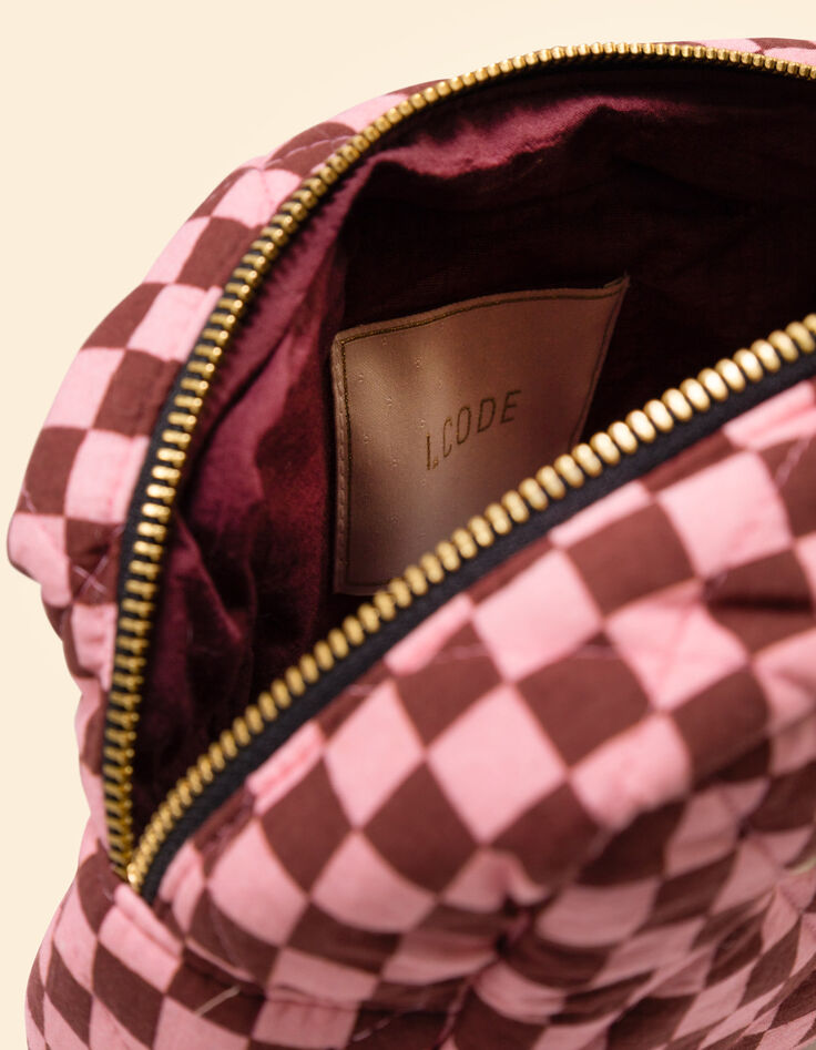 I.Code clutch bag pink checkerboard pattern-6