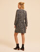 I.Code black dress with orchid print-4