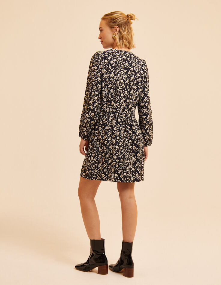 I.Code black dress with orchid print-4 I.Code black dress with orchid print-4
