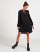 Vestido negro cuello cremallera espalda plisada I.Code-7