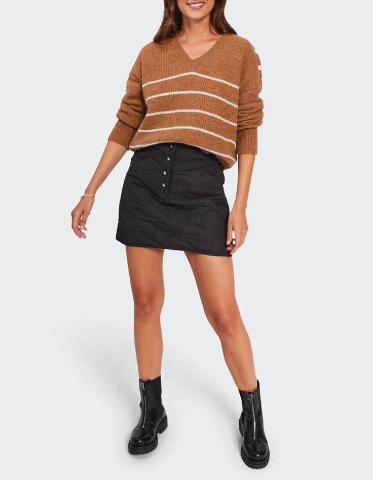 Pull tabac tricot à rayures blanches I.CODE-4