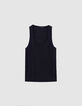 Schwarzes Damen-Tank-Top aus Rippstrick mit gesticktem Fischgr&auml;tenr&uuml;cken-5