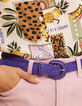 Ceinture violet cuir velours boucle tressée I.Code-4