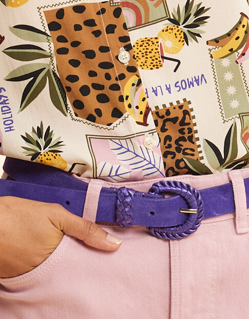 Ceinture violet cuir velours boucle tressée I.Code