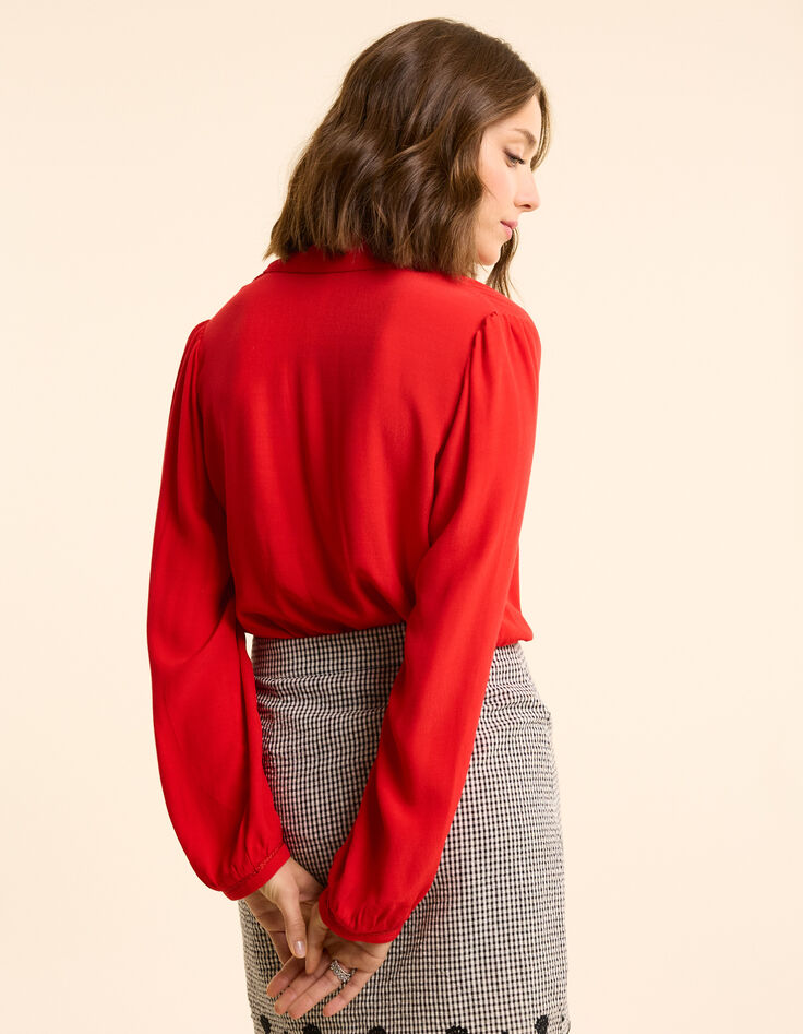 Chemise rouge fluide détail tresses I.Code-5
