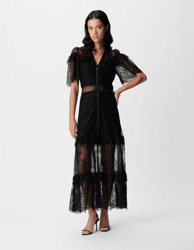 Schwarzes Maxikleid aus Spitze f&uuml;r Damen - IKKS