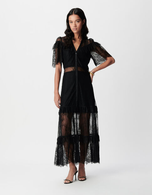 Schwarzes Maxikleid aus Spitze f&uuml;r Damen - IKKS