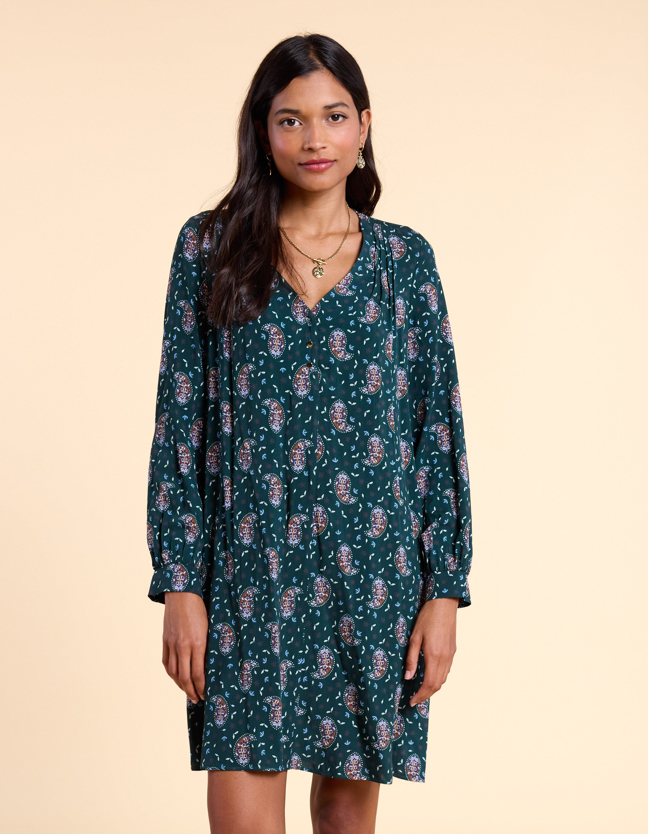 Robe vert nuit imprime cachemire I.Code