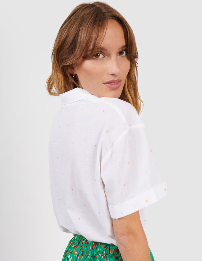 I.Code off-white polka dot shirt with palm tree embroidery - I.CODE
