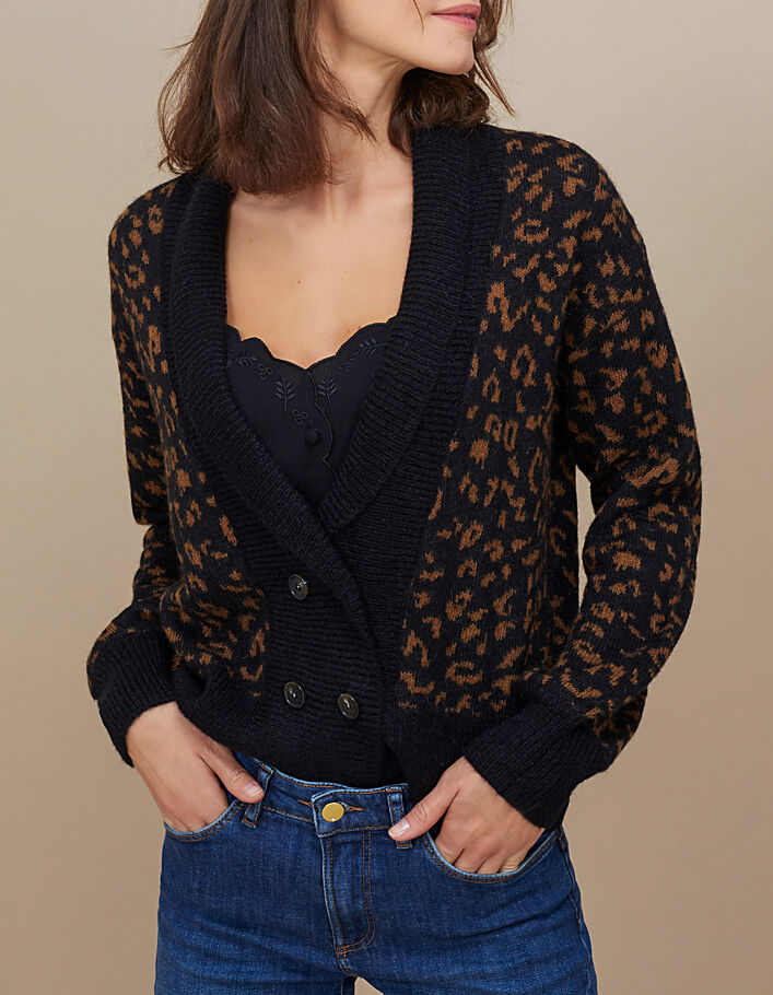 I.Code fawn leopard knit cardigan - I.CODE