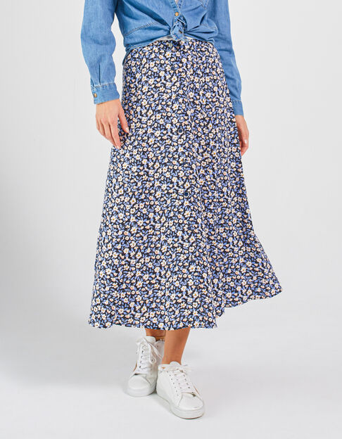 Falda larga cobalto flores ﻿I.Code