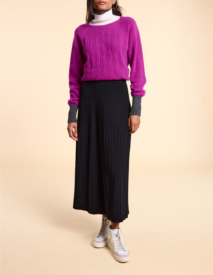 Zwarte midi-plooirok tricot I.Code x Lafrançaise-7