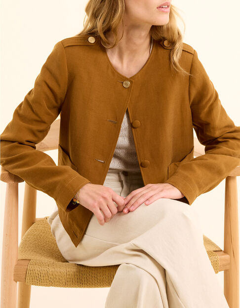 Chaqueta de traje corta cuadrada camel I.Code