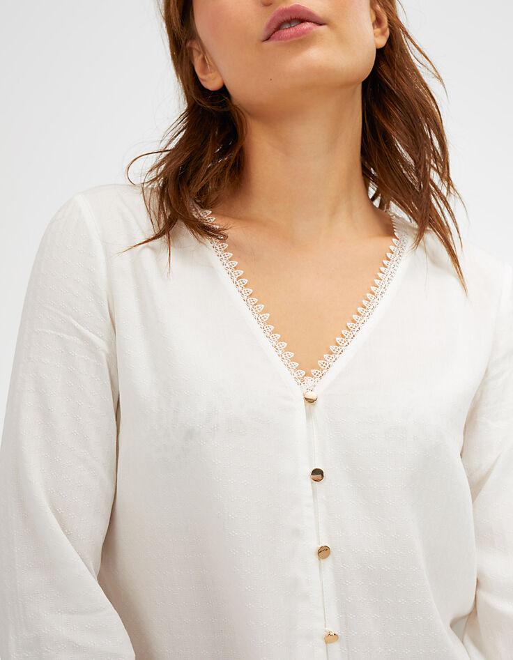 Blusa blanca con acabado de encaje I.Code-4