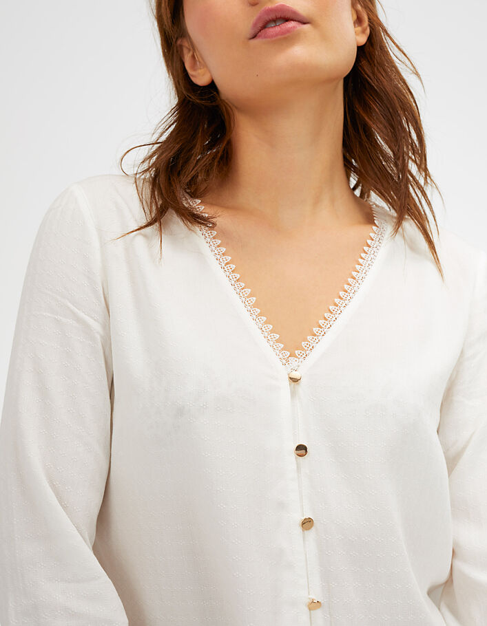 Witte blouse jacquard kantafwerking I.Code - I.CODE