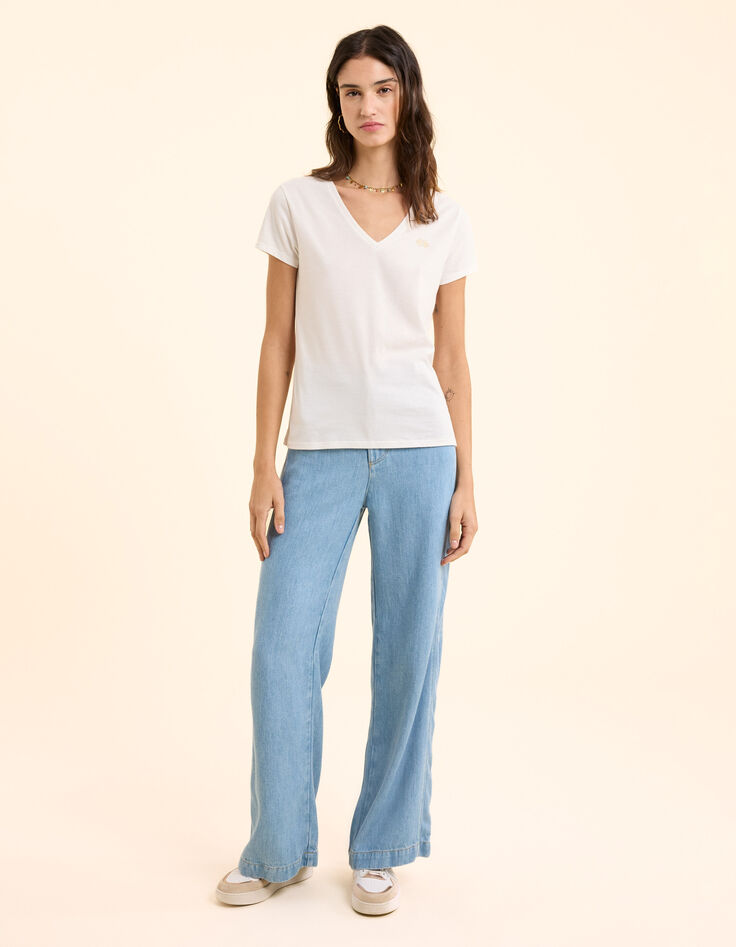 T-shirt blanc cassé brodé I.Code-4 T-shirt blanc cassé brodé I.Code-4