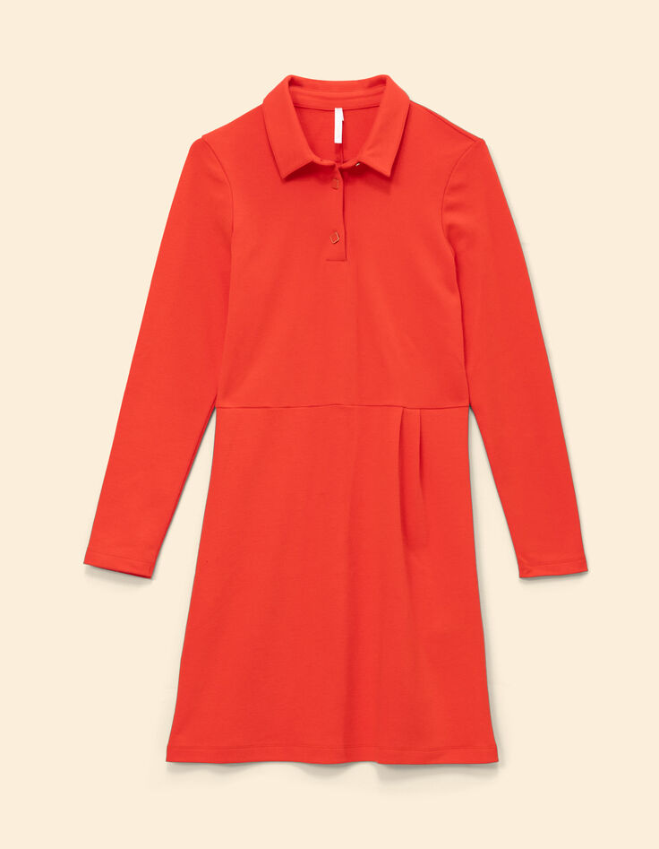 Robe rouge col chemise maille I.Code-7 Robe rouge col chemise maille I.Code-7