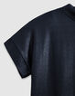 Kurzarm-T-Shirt f&uuml;r Damen mit Pailletten in Marineblau-8