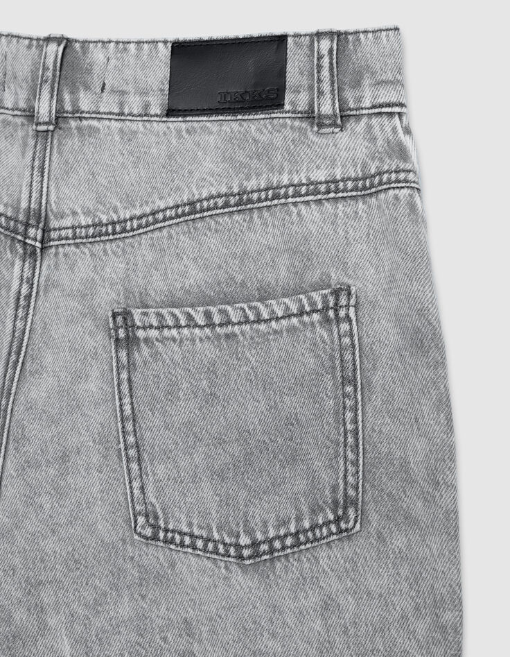 Edie Damen Jeans mit hoher Taille und weitem Bein, grau, mit Fransen an der Unterseite-8
