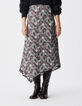 Asymmetrischer langer Rock mit bordeauxfarbenem Paisleymuster Damen-2
