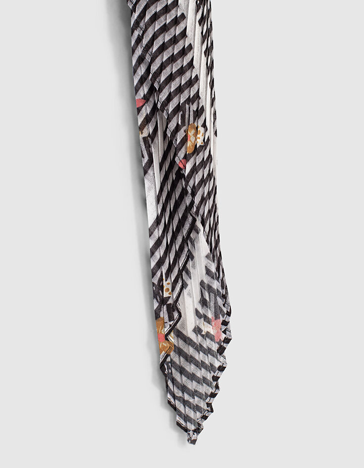 Pañuelo rombo negro plisado rayas flores I.Code-3