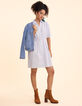 Robe chemise blanche cropped motif rayures I.Code-3