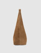 Camelbraune Hobo Veloursledertasche-4