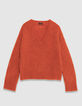 Oranger V-Ausschnitt Pullover Damen Alpaka-Mix-6